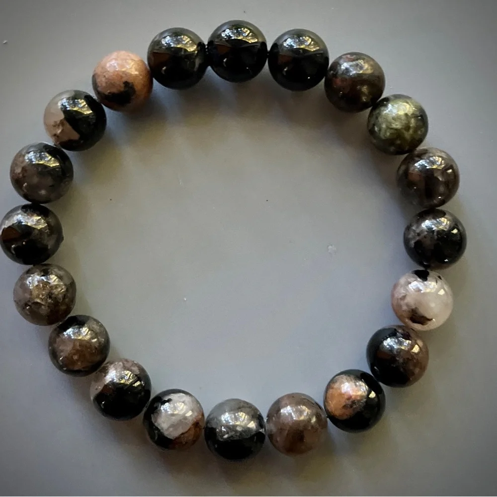 Natural Black Tourmaline Handcrafted Bead Bracelet - Picture 2 of 6